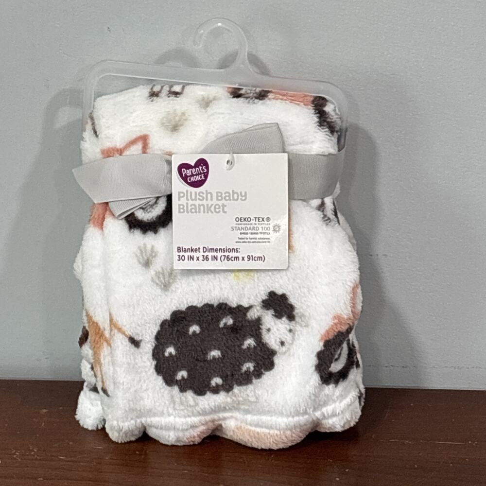 Parents Choice Baby Blanket White Farm Animals Tractor Cow Goat Pig Walmart New